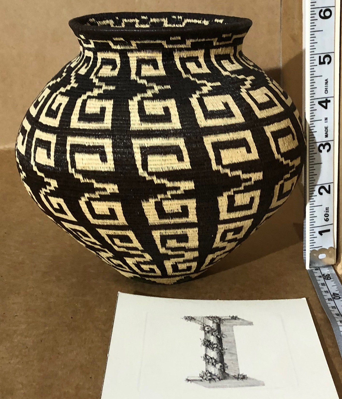 Traditional Key pattern basket-I